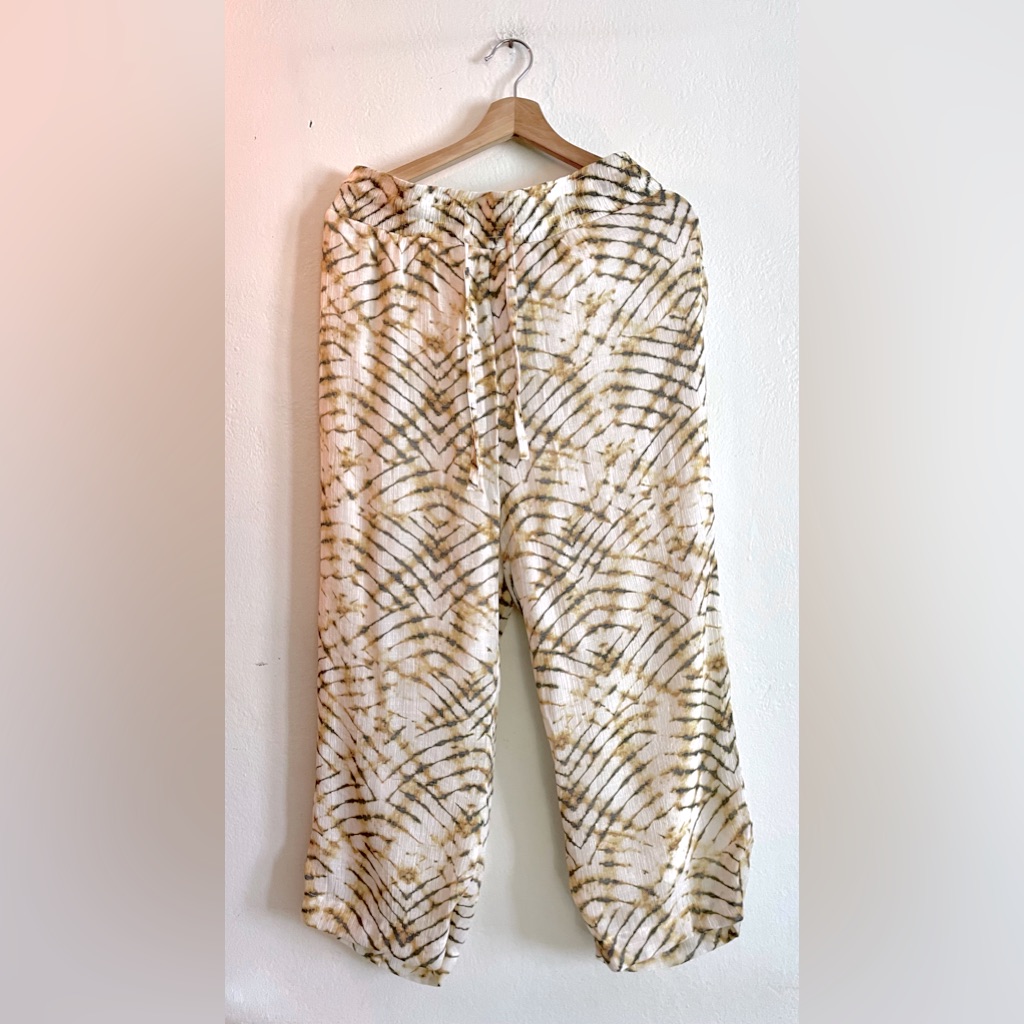 Zac & Rachel Tie Dye Elastic Waist Drawstring Loose Fit Cropped Pant